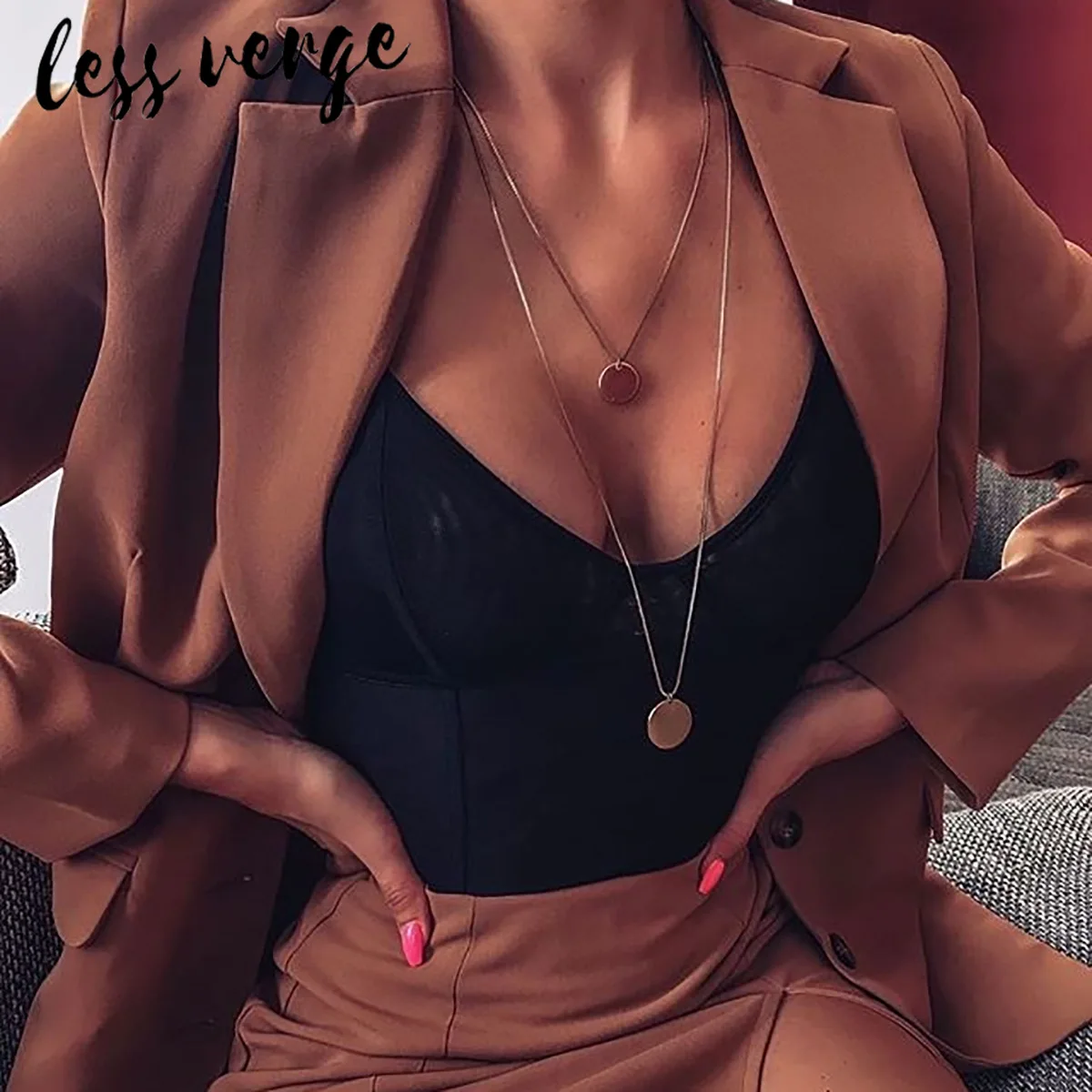 lessverge Brown button women blazers and jackets Fall notched office lady outerwear blazer casual long sleeve mujer coat 2019 lessverge Brown button women blazers and jackets Fall notched office lady outerwear blazer casual long sleeve mujer coat 2019