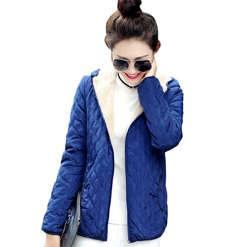 2021 women winter jacket hooded fleece solid coat spring thin outerwear female short zipper student jaqueta feminina outwear | Женская