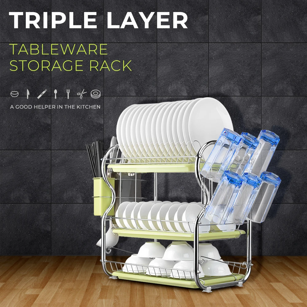 الفولاذ الكربون أدوات مائدة من الفولاذ التخزين رف ثلاث طبقات كوب حامل المطبخ تخزين السلطانيات رف أطباق حاملي منظمة الفولاذ الكربون أدوات مائدة من الفولاذ التخزين رف ثلاث طبقات كوب حامل المطبخ تخزين السلطانيات رف أطباق حاملي منظمة