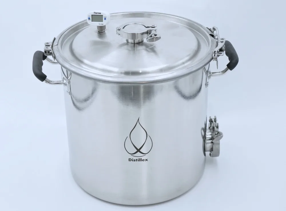 

22L Pot, Boiler, Tank, Fermenter with lid 1.5" OD50.5mm Distillation, Rectification, Sanitary Steel 304