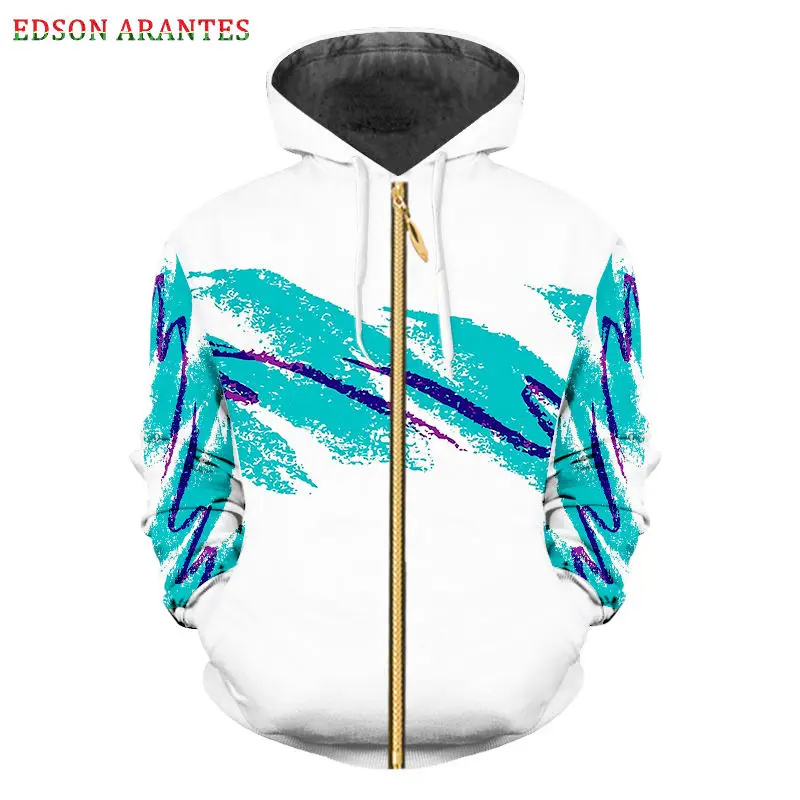 Novelty 3d Zip Up Hoodie Sweatshirts Men 90s Jazz Cup All Over Print Pullover Hooded Tracksuits 