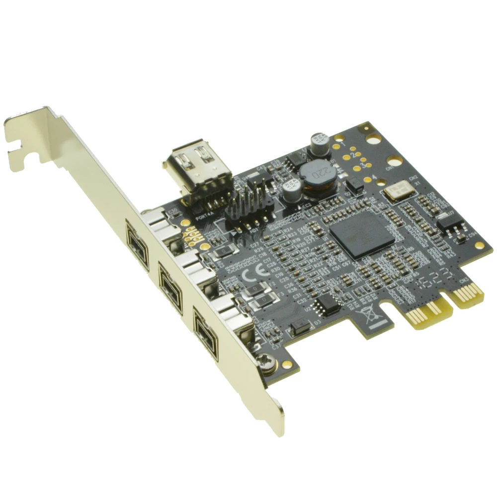  3 puertos 1394B + 1 compartido 6Pin 1394A PCI-e Tarjeta de controlador PCIe a Puerto externo Firewi