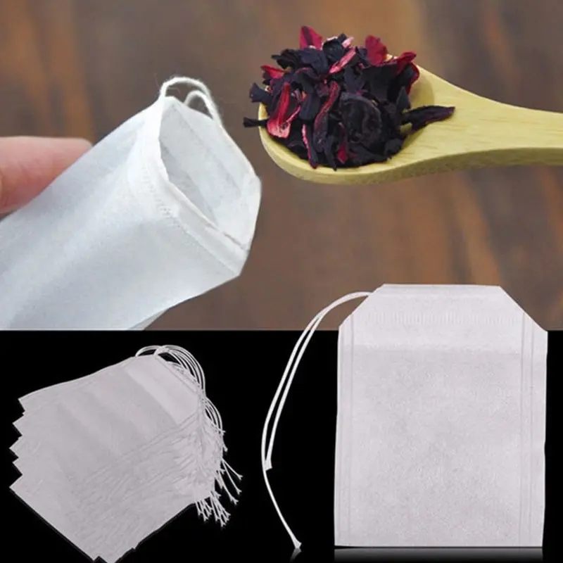 HIFUAR 100 шт чайные пакетики для заварки чайных пакетиков с веревочным уплотнением 5,5x7 см, пакетики для чая, бумажные пакетики для чая, пустые чайные пакетики