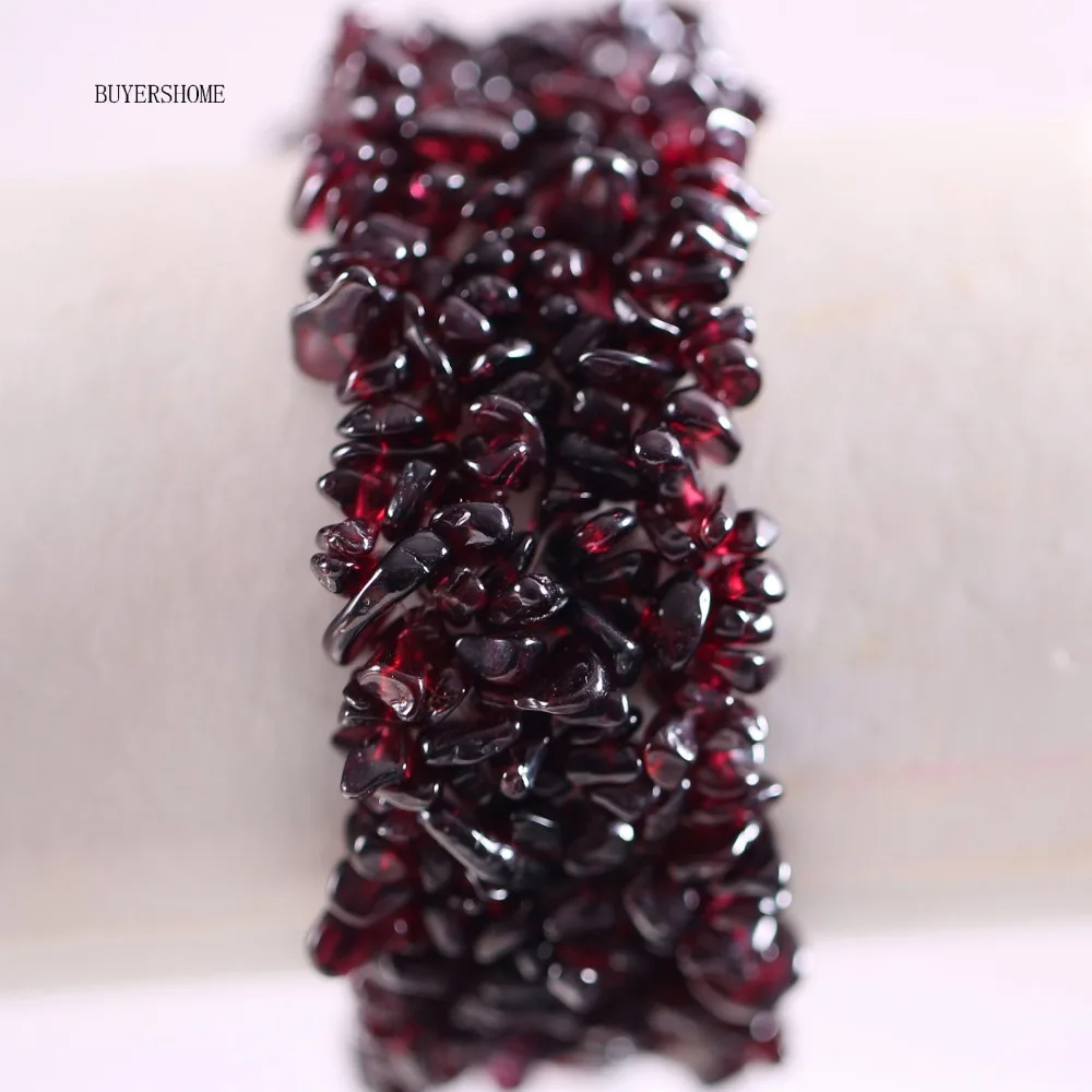 Без бирки женский ювелирный набор неправильной формы чип бусины натуральный камень красный гранат ожерелье браслет E042 H041