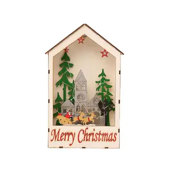 

Chrsitmas Decorations Battery House Tree Elk Window Shape Led Light Wooden Hanging Night Lamp Decoration Ornaments