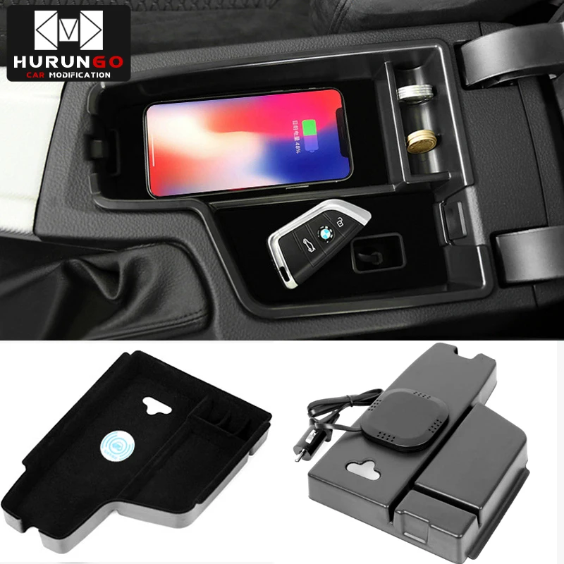 

1lot Mobile phone wireless charging Central Armrest storage box for 2013-2018 BMW 318I 320i 328i F30 F31 F20 F21