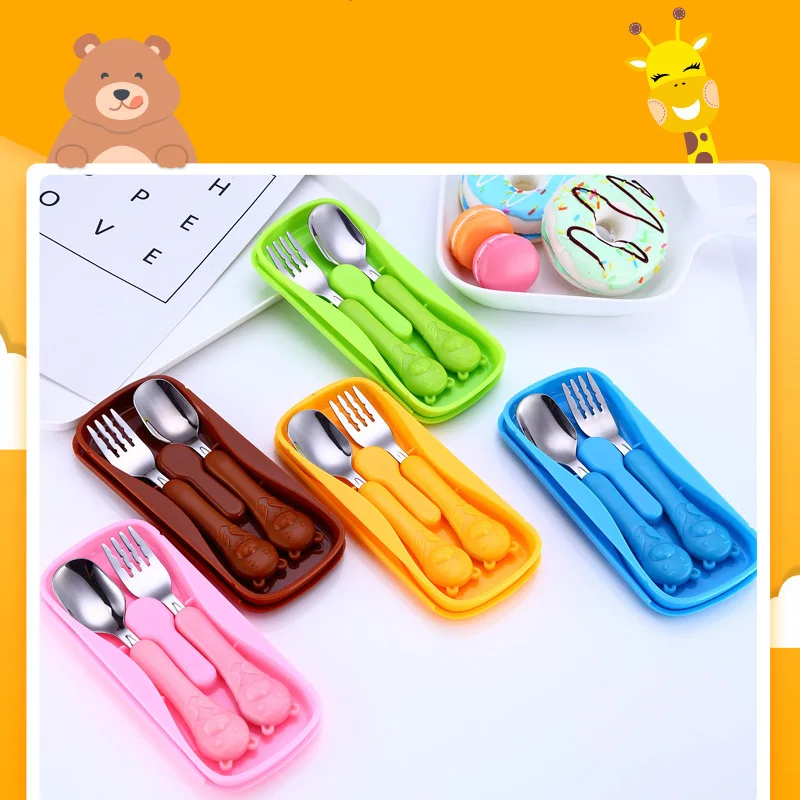 

ideacherry 2Pcs/Set Feeding Spoon Babies Silicone Soft Tableware Cartoon Spoons Dishes Newborns Infants Utensils Learning Spoons