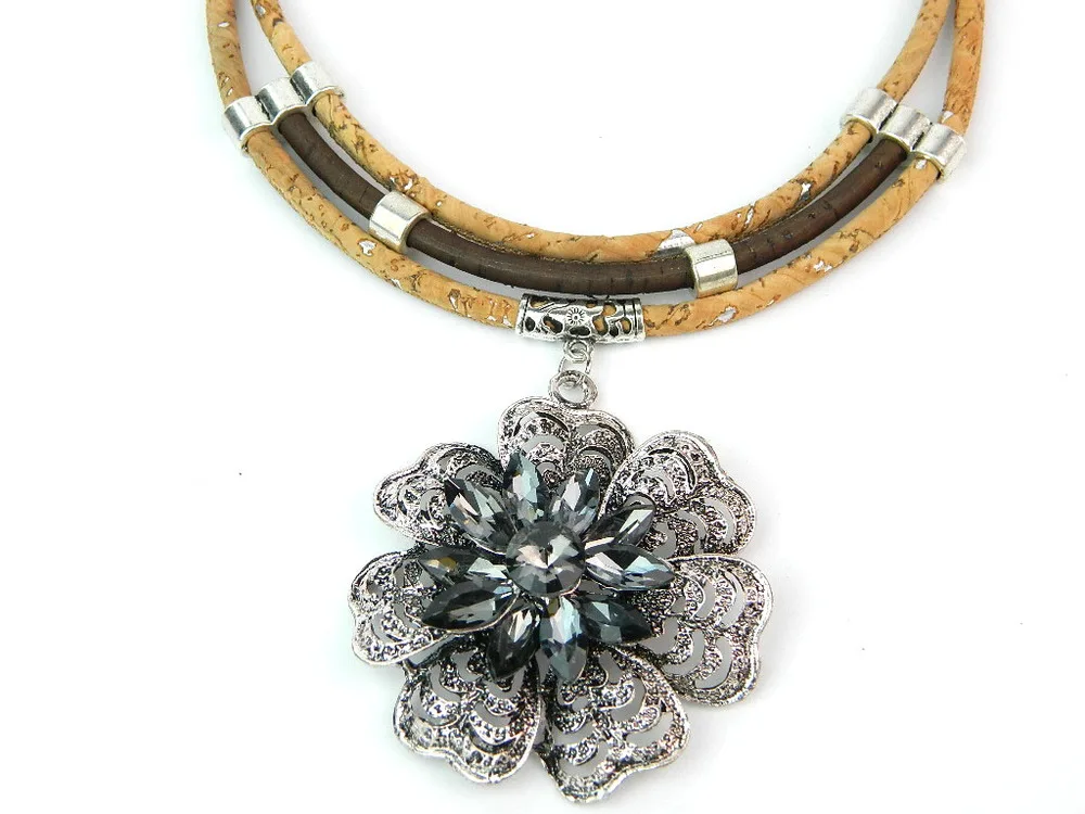 Portugal 100 natural cork jewelry,Natural cork necklace,, Black