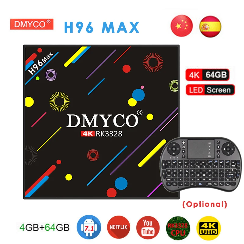 

H96 MAX H2 Android 7.1 TV Box 4GB RAM 64GB ROM RK3328 Quad Core 2.4G/5G WiFi 4K Set Top Box H.265 USB 3.0 BT 4.0 4k Media Player