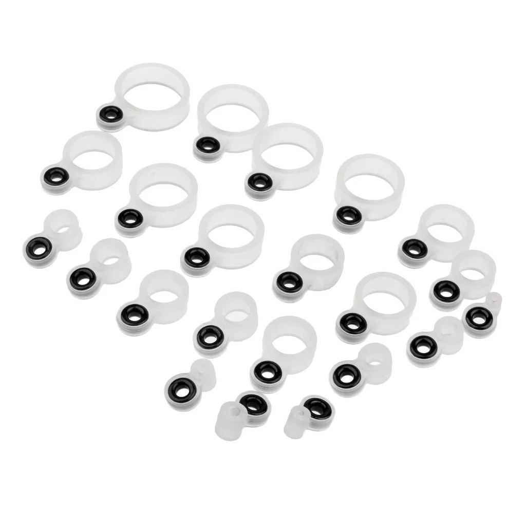 22pcs Silicone Fishing Rod Guides Eye Rings Line Rings DIY Parts, 22 Different Sizes Mixed Guias de cana de pescar