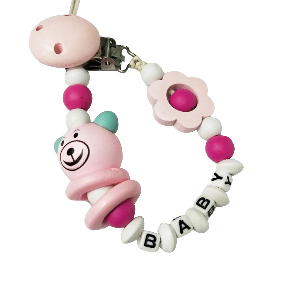 Baby Feeding Teether Dummy Infant Anti-drop Clip Boys Girls Nipple Cute Cartoon Home Bear Letters Holder Pacifier Chain Toy