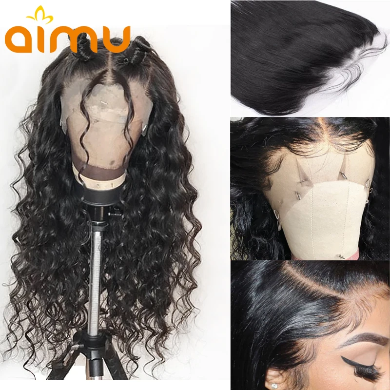 

Transparent HD Lace Front 13*6 Water Wave Human Hair Wig For Black Women Remy Brazilian Invisible PrePlucked Bleached Knots Aimu
