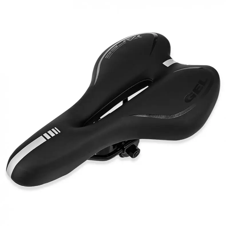 

Reflective Shock Absorbing Hollow Bicycle Saddle PU Silicone Full Fill Fabric Soft Cycling Road Mountain Bike Seat Accessories