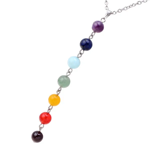 New Arrivel Reiki Healing Spiritual Beads Chakra Pendant Yoga Long Tassel Chain Necklace For Women Girl Gift Jewelry