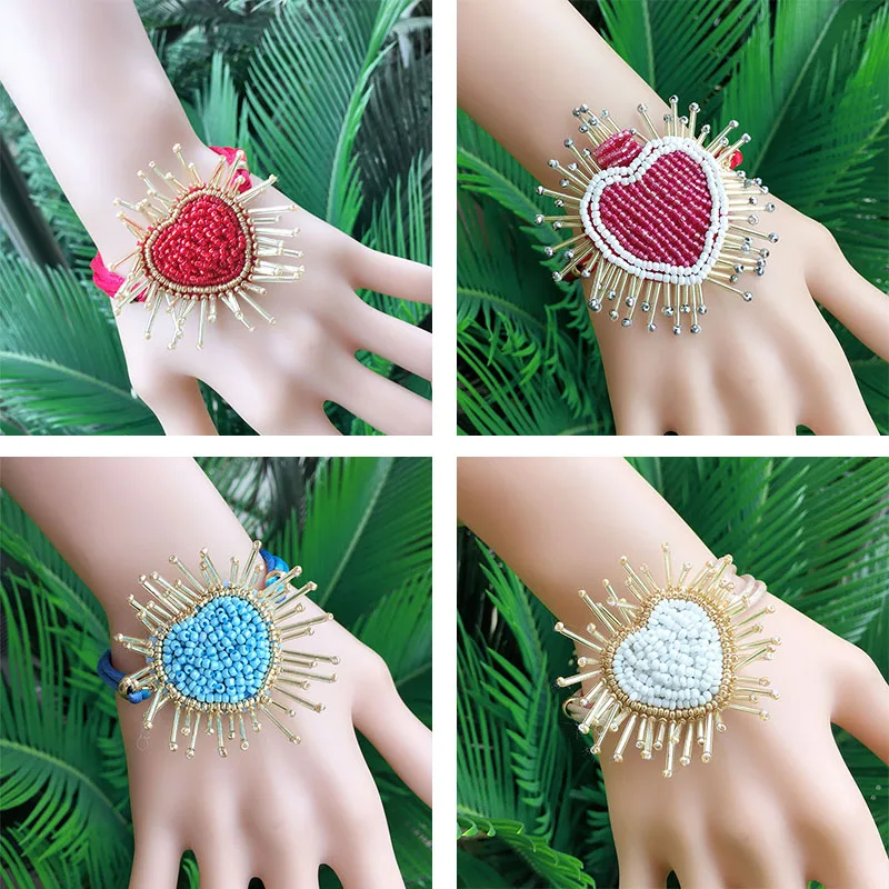  Heart Pearl Wave LOVE Crystal Marble Charm Bracelets for Women Boho Tassel Bracelet Jewelry Wholesale (2)