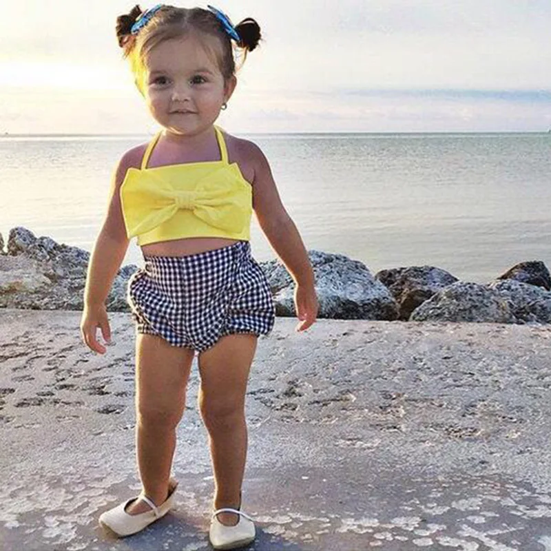 2016 children's summer beach cool European style cute bow