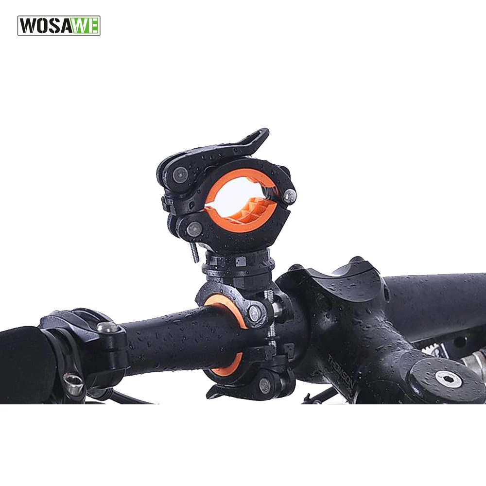 

WOSAWE Cycling Bike Bicycle Flashlight Torch Mount 360 Degree Rotation LED Lamp Head Front Light Holder Clip Bicycle Accessories