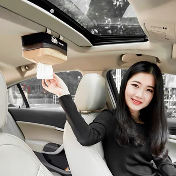 

Creative Convenient Leather Canvas Stitching Car Sun Visor Tissue Holder Universal Sunroof Boxes Multipe Use Napkin Box 3DZJG13