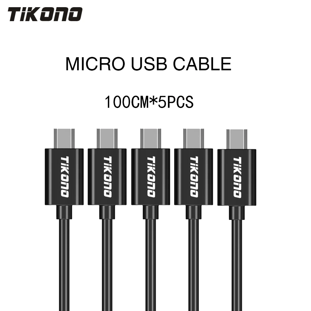 

Tikono 5Pcs/Lot Micro USB Cable 1M USB Data Sync Charger Cable For Samsung Xiaomi HTC Android Phones Fast Charging USB Cable