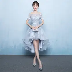 Элегантный тонкий китайский Для женщин Улучшенная Qipao серый невесты свадебное Платье для вечеринки Oversize XS-3XL кружева сеточный Ципао