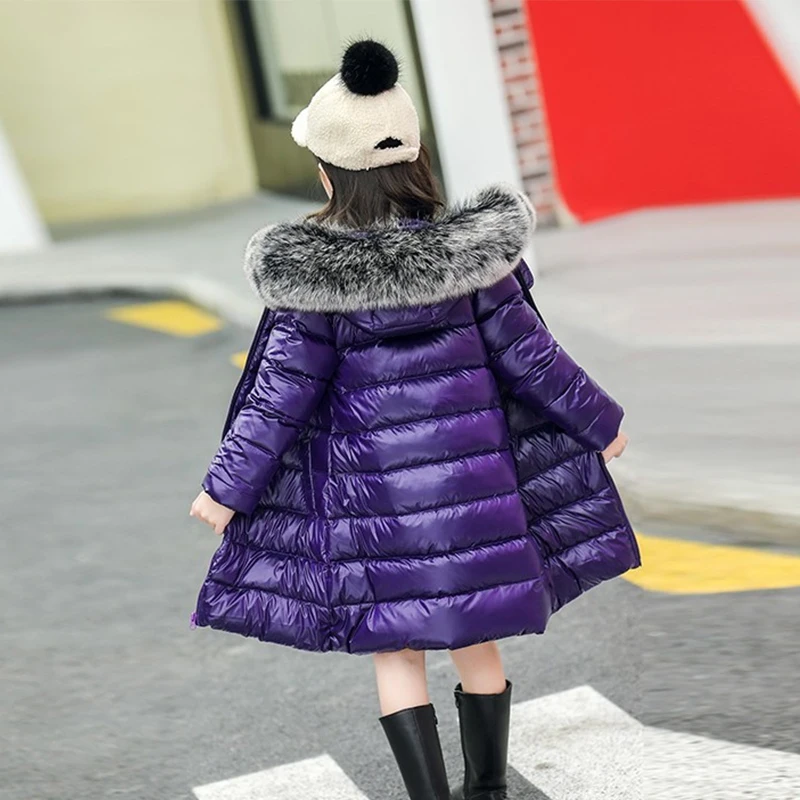 

Real Fox Fur Kids Snowsuit Long Outwear Parkas Snow Wear Thick Warm Boys Down Jacket White Duck Down Children Girls Winter Coat