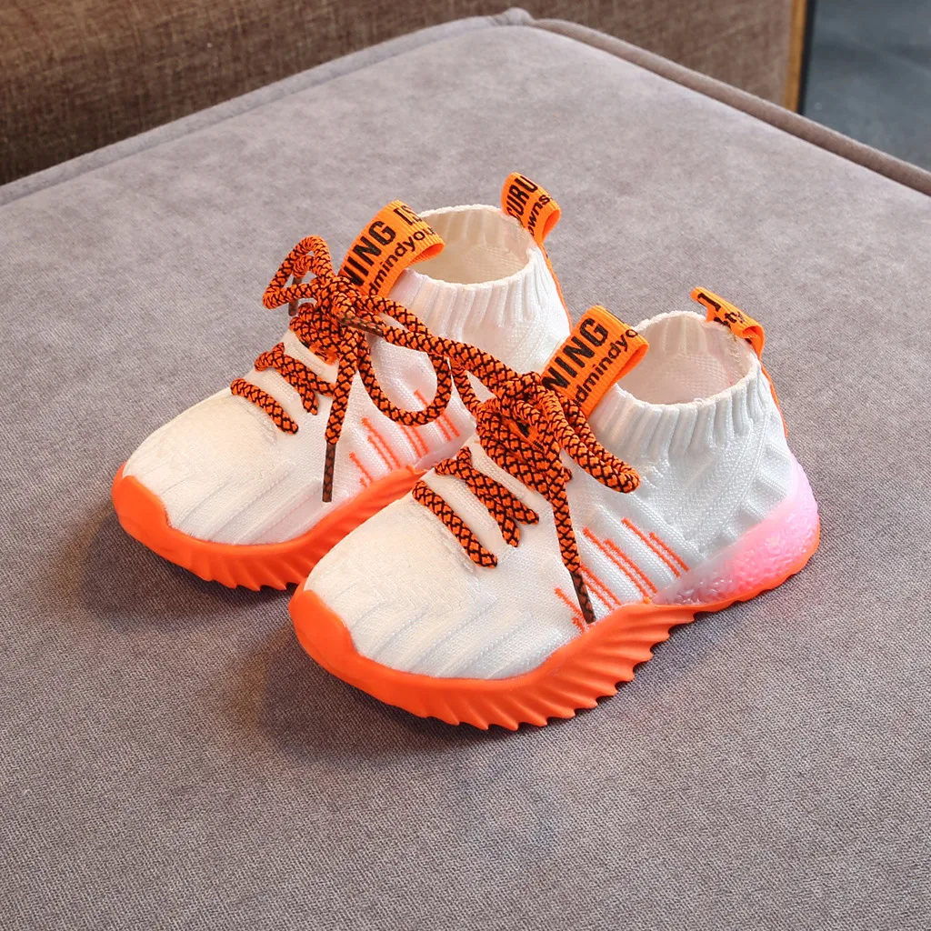 Muqgew для малышей детская обувь для детей для маленьких мальчиков и девочек из сетчатого материала светодиодный свет Люминесцентная спортивная обувь кроссовки для детей; мягкие сапоги на резиновой подошве