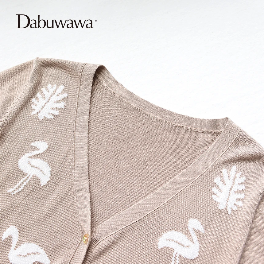 Dabuwawa весна длинный рукав вышитый вязаный свитер женский элегантный v-образный вырез Повседневный Кардиган открытый стежок верхняя одежда D17CJS011
