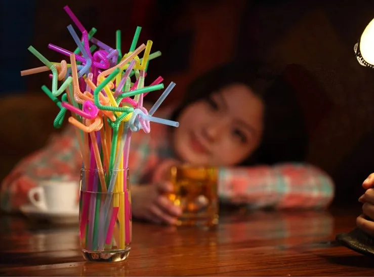 50pcs Disposable Straws Bendable Juice Drinking Flexible 26cm Safe Environmentally Friendly For Home Party Bar New