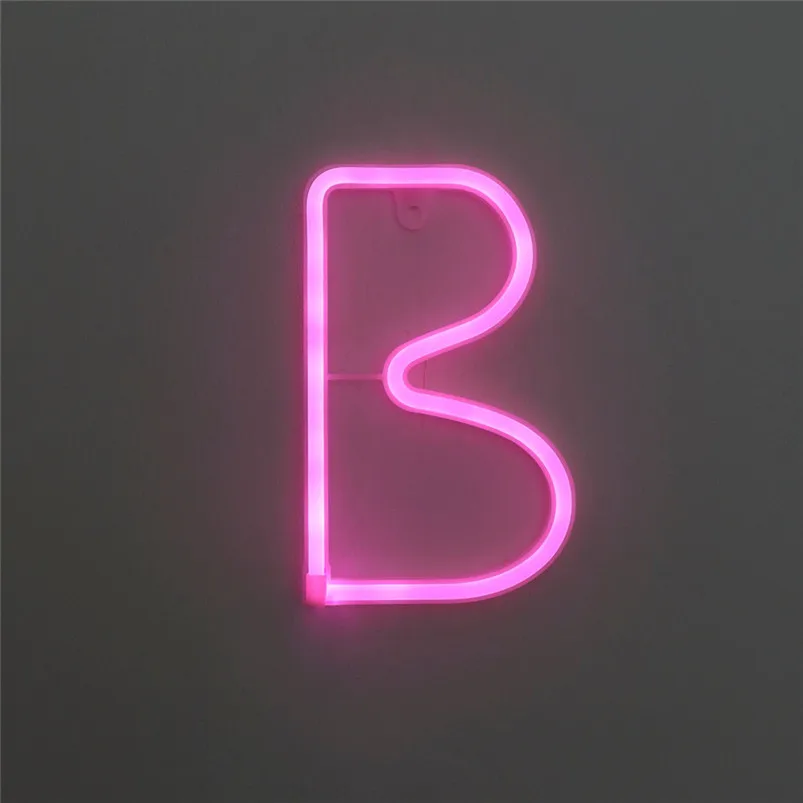 LED Letter Night Lights Plastic Light Up Letters Standing Hanging Warm Pink Light Home Decor Luces Led Decoracion 40JUL2208