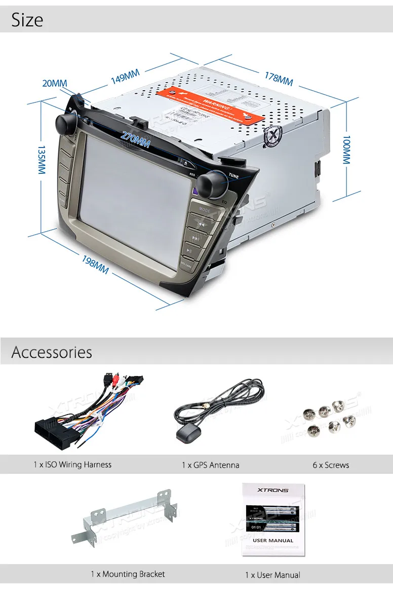 Excellent XTRONS 7 inch HD Touch Screen Car DVD Player Steering Wheel GPS Navigation for Hyundai IX35 2009 2010 2011 2012 2013 2014 2015 15