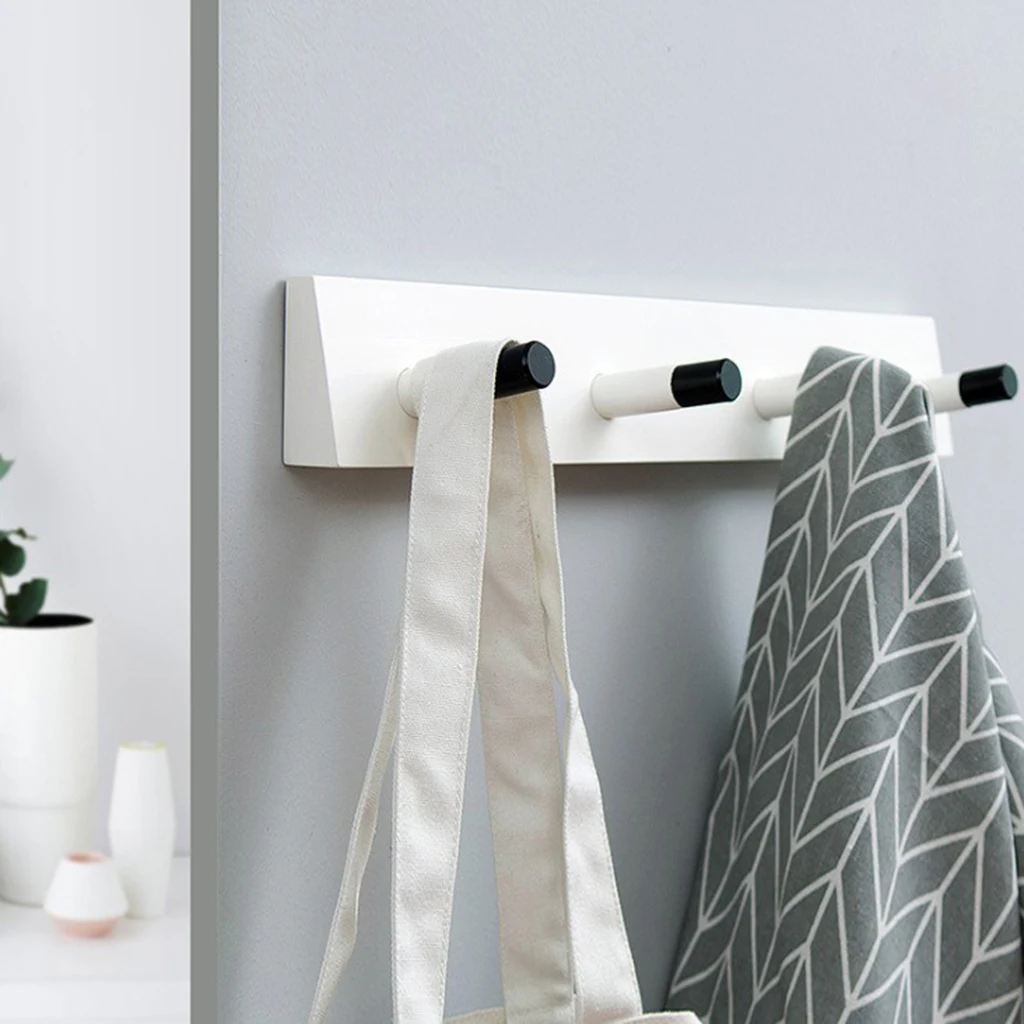 Bamboo Wooden Board Wall Mounted Hanger Hooks Clothes Hat Coat Scarves Storage Rail Rack Organizer