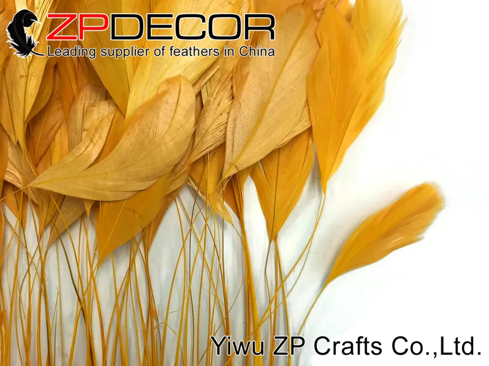 Wholesale Rooster Feathers, 1 Yard - GOLD Stripped Coque Tail Feathers Wholesale (bulk) 2