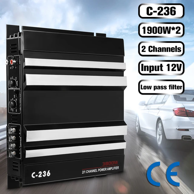 Best Offers KROAK 3800 Watt 2 Channel 12V Car Audio Power Amplifier Amp Aluminum Alloy Black Car Amplifiers Audio Speaker Amplifiers