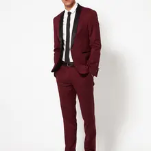 Индивидуальный заказ красное вино мужской костюм индивидуальные костюм заказ Для мужчин Свадебный костюм Slim Fit Жених fashionTuxedos для Для мужчин(куртка+ брюки+ галстук