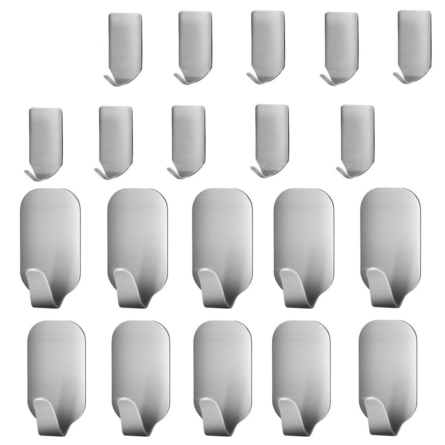 

20 PCS Adhesive Hooks, Heavy Duty Wall Hooks Stainless Steel Ultra Strong Waterproof Wall Hangers for Robe, Coat, Towel, Keys,