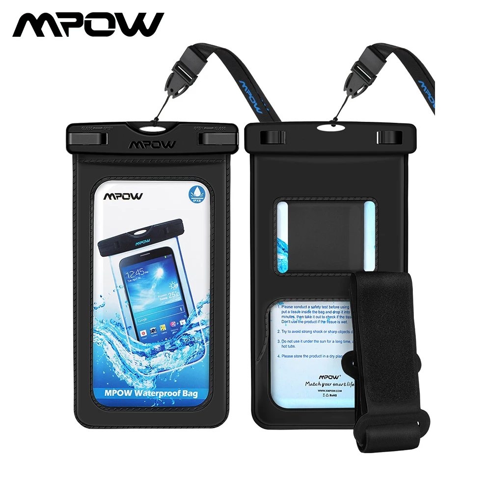 Универсальный Водонепроницаемый Чехол Mpow IPX8 с ремешком на руку 2 упаковки сухая