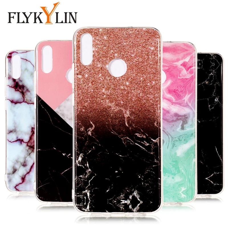 FLYKYLIN Case For Honor 8X Cases Marble Flowers Coque For Huawei Honor 8C Back Cover Soft TPU Silicon Capa Cute Cartoon Fundas