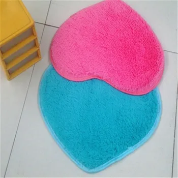 

1Pcs New Heart Shape Mat Anti-skid Silk wool Carpet Super Soft Solid Color Carpet/Floor Rug/Living room/Toilet carpet/Area Rug