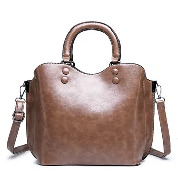 

Luxury Women Casual Handbags Female Vintage Oil Wax Leather Shoulder Bag Designer Ladies Large Buckle Crossbody Bag Big Totes