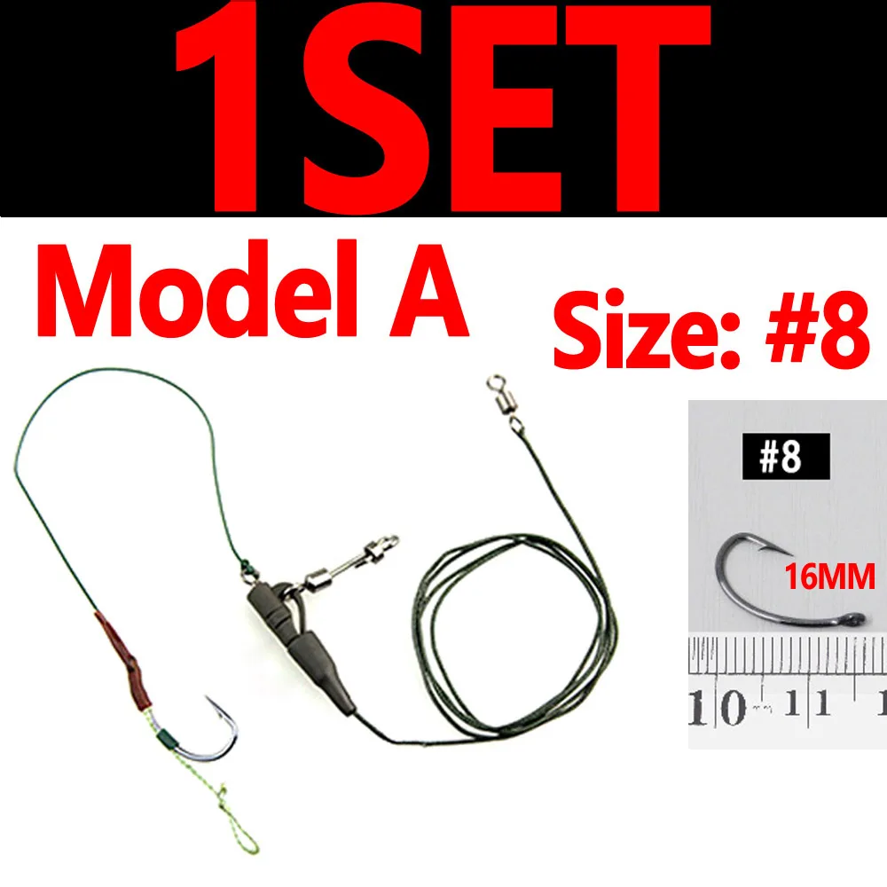 Mode A 1SET size 8 JIGEECARP 1 компл. Ручная вязка Карп Rig набор Карп рыболовные волосы Rigs встроенный метод подачи свинца для всплывающие Boilie приманки#2#4#6#8 крючок - Цвет: Mode A 1SET size 8
