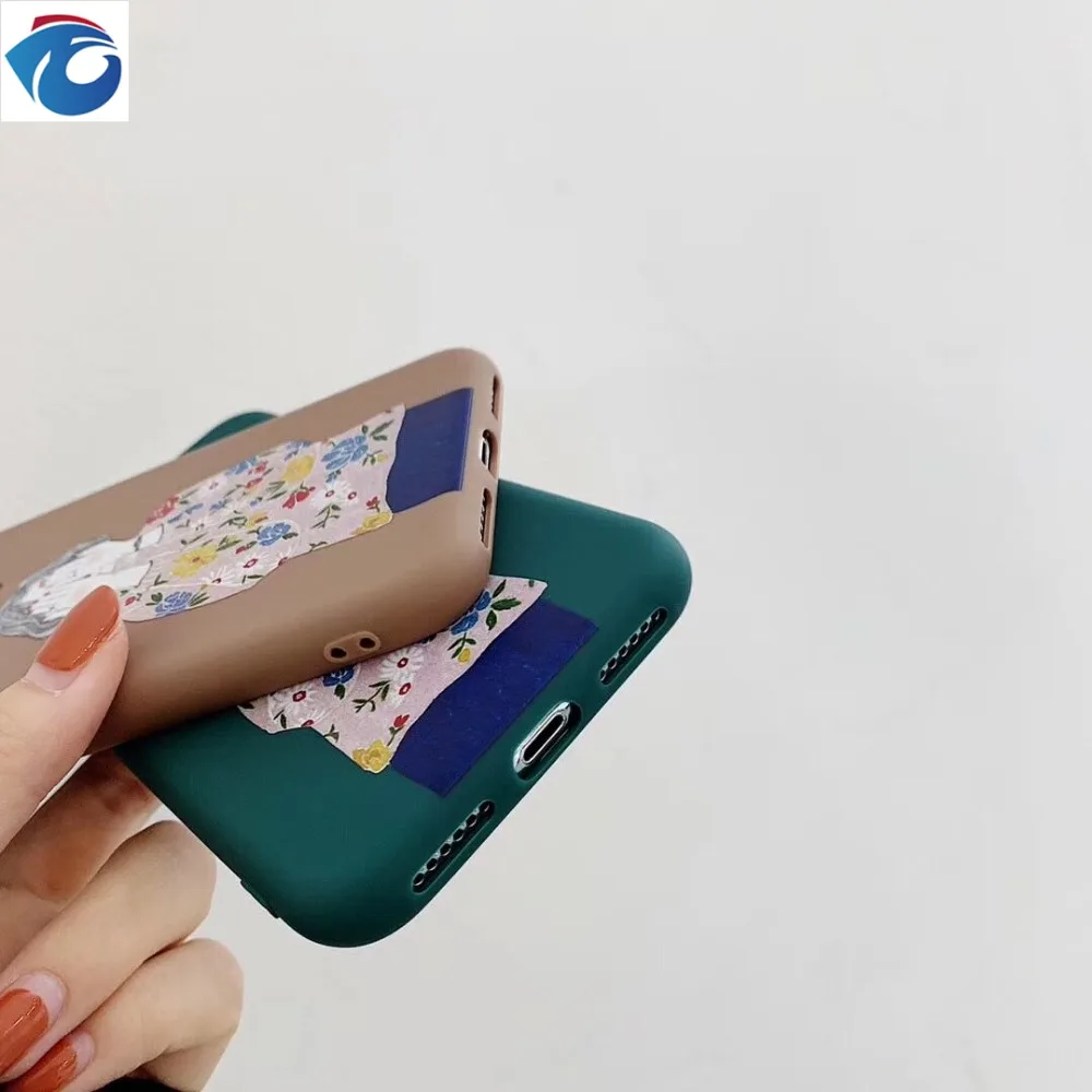 HUANQING Cute shy girl cell phone case For iPhoneXR XS Max 6 6S 7 7Plus 8 8Plus TPUprotection Phone liquid state soft case6