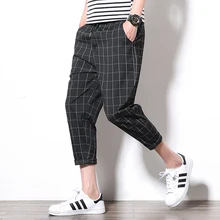 M~ 5XL! Новинка, Мужская одежда, клетчатые штаны, повседневные штаны больших размеров, шаровары, свободные штаны с большим шаговым швом