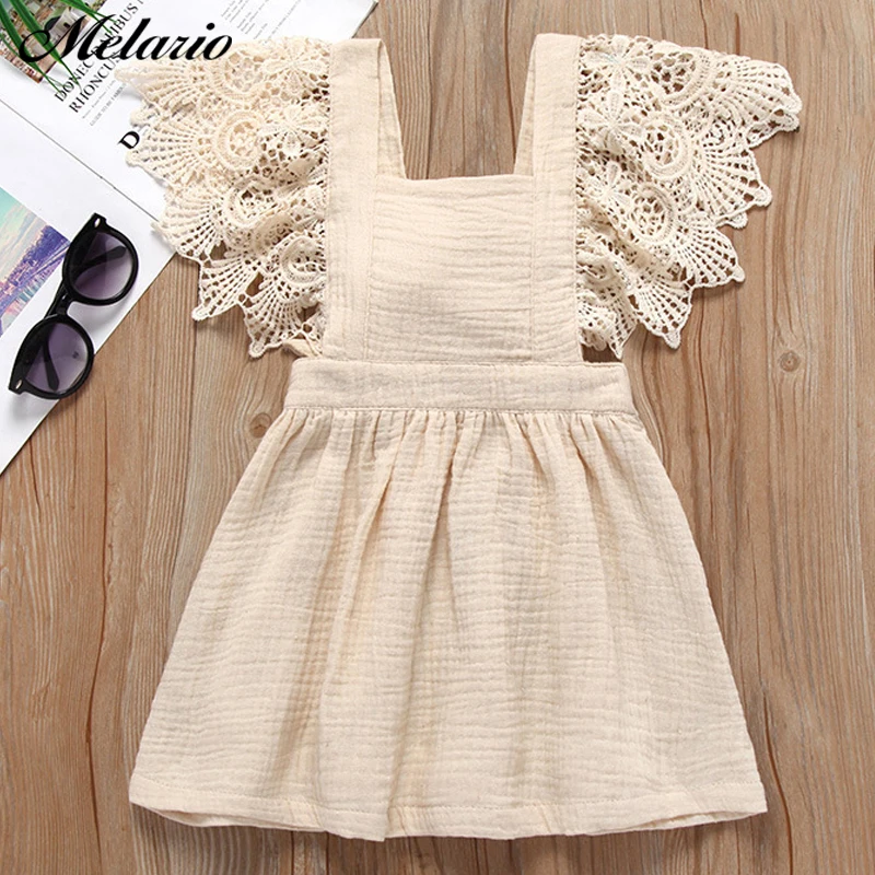 

Melario Solid color Bow Baby girl clothes 2019 Lovely Summer Infant Baby Girl Ruffle Lace Dress Sundress Briefs cotton Clothes