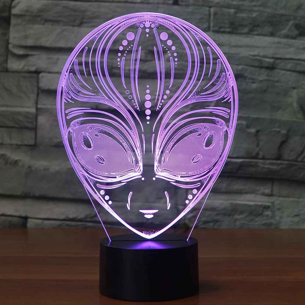 Светодиодная Ночная лампа alien face дизайн 7 цветов сенсорный выключатель с USB