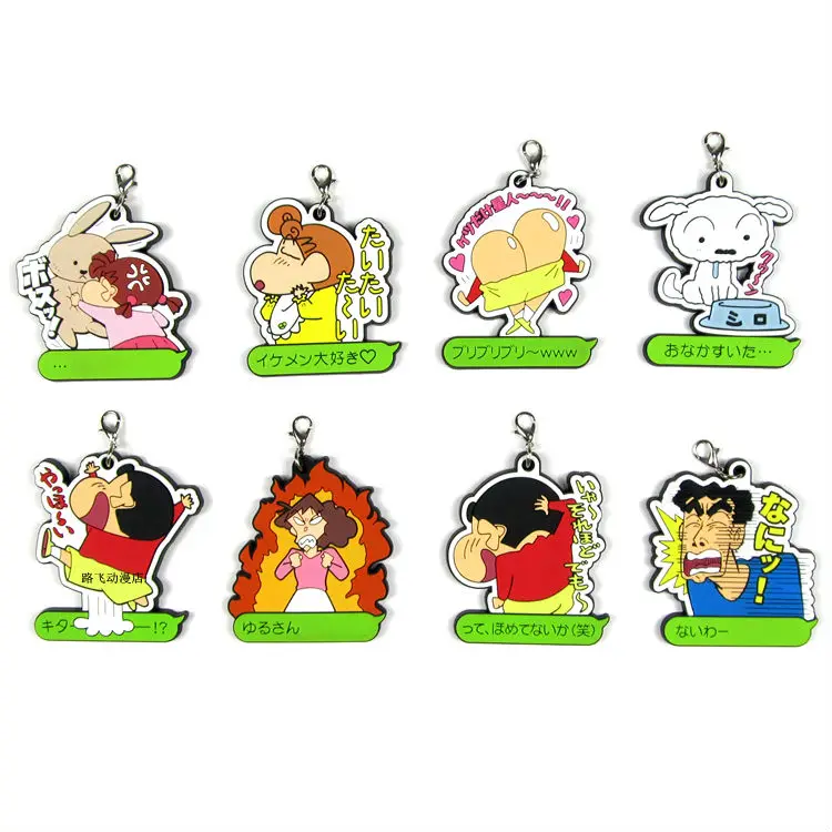 

8 pcs/set Genuine Anime Crayon Shin-Chan Figures Shinnosuke Nohara Phone Strap/Keychain Pendant Free Shipping