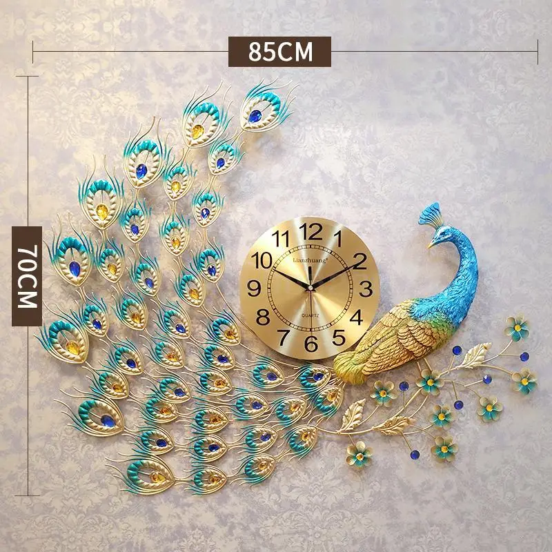 Павлин часы, настенные часы гостиная креативные модные часы простая атмосфера настенные часы Домашние немой кварцевые часы 20 дюймов - Цвет: same as picture10
