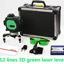 12 линий 3D лазерный уровень самонивелирующийся 360 горизонтальный и вертикальный крест супер мощный зеленый лазерный луч линии