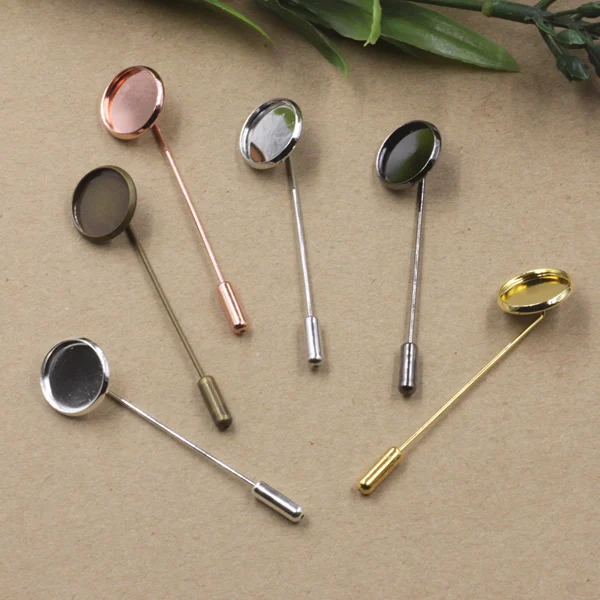 

60pcs 16mm,18mm,20mm fallen petals Brooches Antique Bronze/Silver/Gold vintage cabochon pin base blank setting handmade jewelry