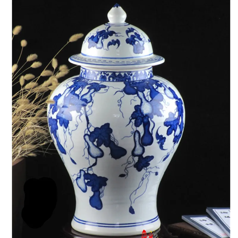 34-45 см китайская антикварная Qing Qianlong Mark синяя и белая керамическая фарфоровая ваза имбирный кувшин, ваза для украшения дома R1874