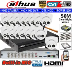 Dahua 2MP ИК HDCVI купольная камера Встроенный inMic HDW1200EMP-A камеры безопасности 16CH HCVR5116HS-S3 kit камеры видеонаблюдения HDD с питанием коробка